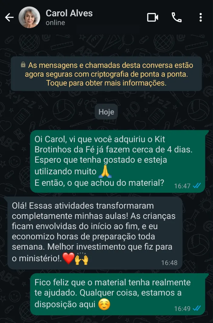 Depoimento de Carol Alves no WhatsApp