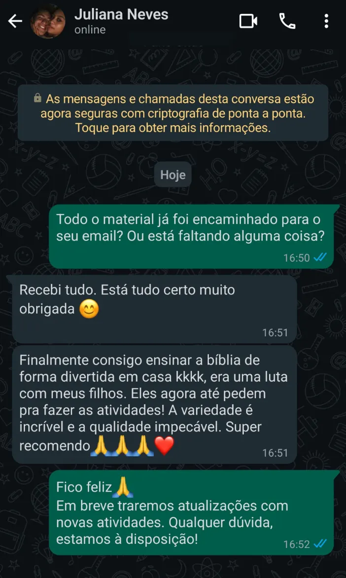 Depoimento de Juliana Neves no WhatsApp